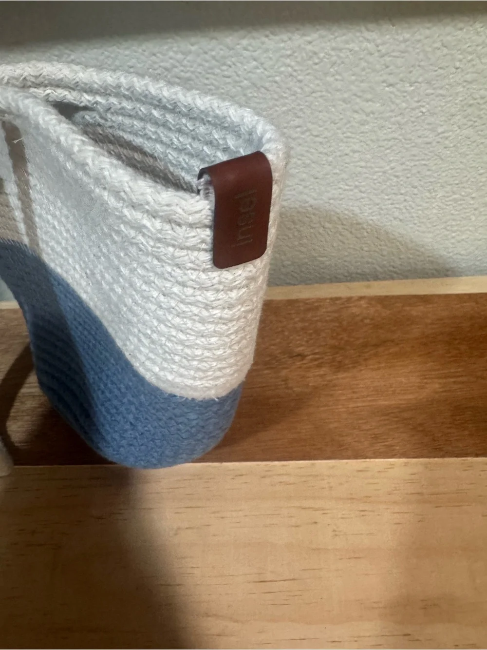 Woven Two-Tone White and Blue Rope Tote beach Bag